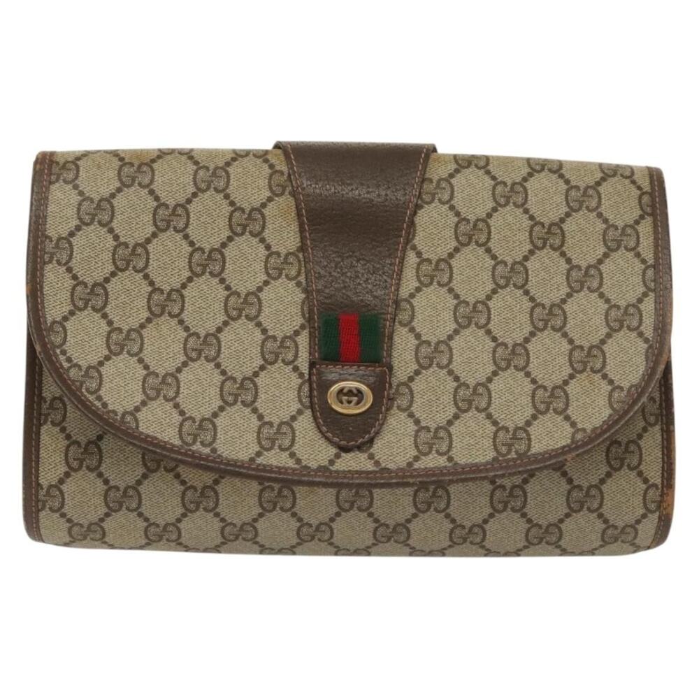 Gucci GG Supreme Web Clutch Bag Beige